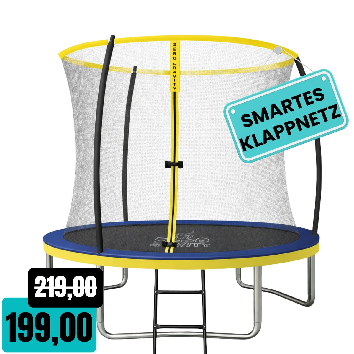 Zero Gravity Trampolin  Ø 244 cm inkl. Leiter &amp; Bodenanker - Nutzer bis 75kg