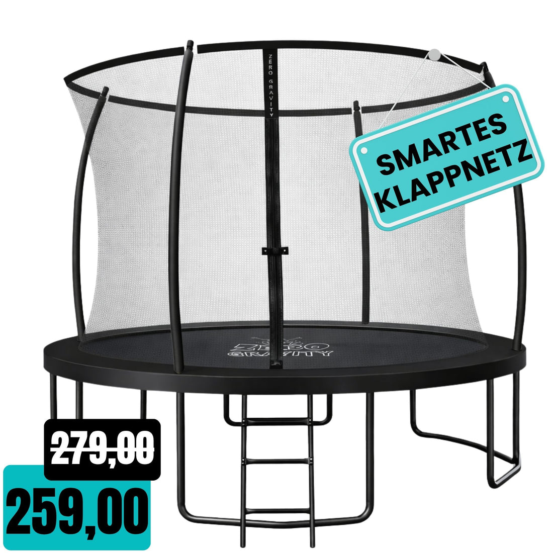 Zero Gravity Trampolin Ø 305 cm inkl. Leiter &amp; Bodenanker - Nutzer bis 120kg