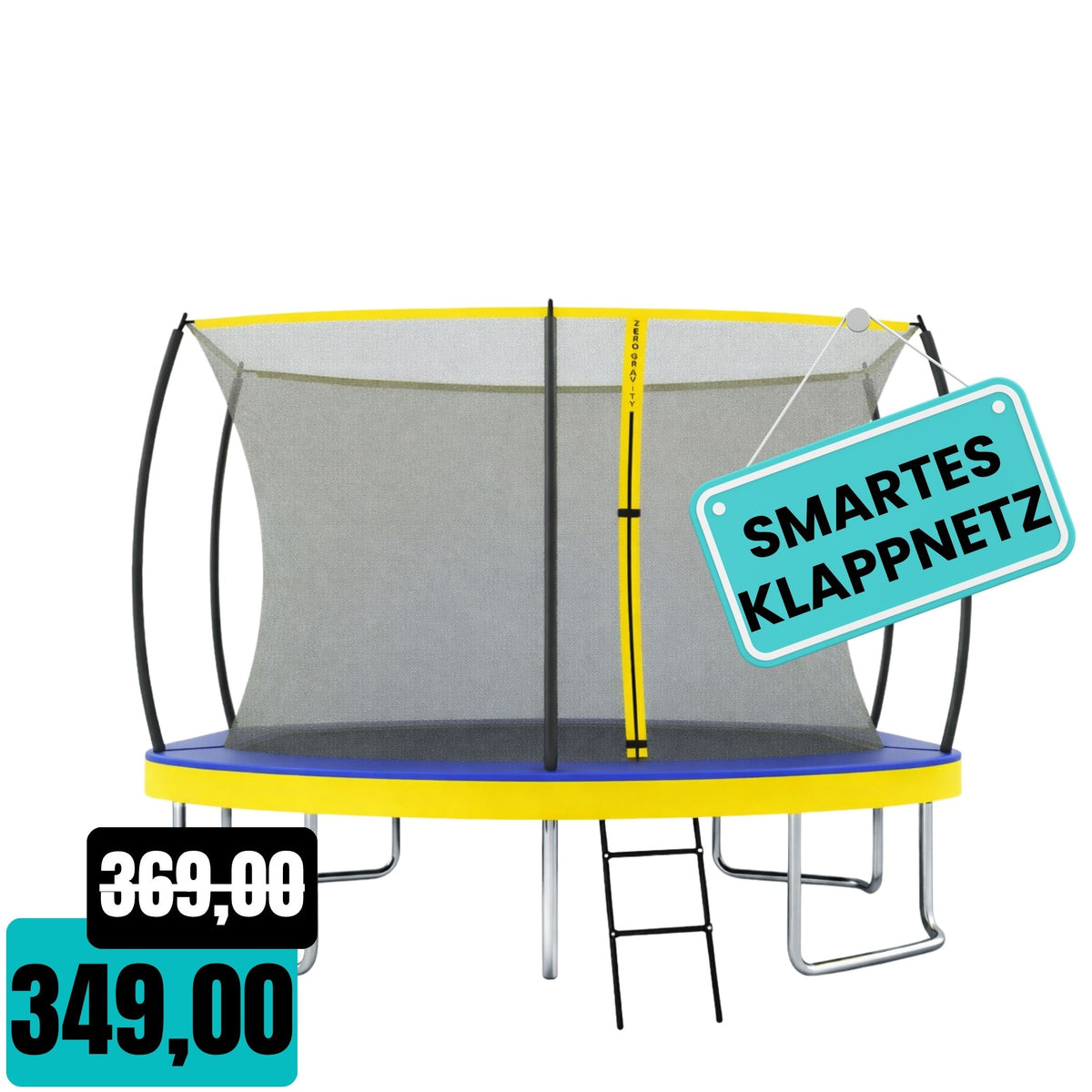 Zero Gravity Trampolin 305x213cm inkl. Leiter &amp; Bodenanker - Nutzer bis 100kg
