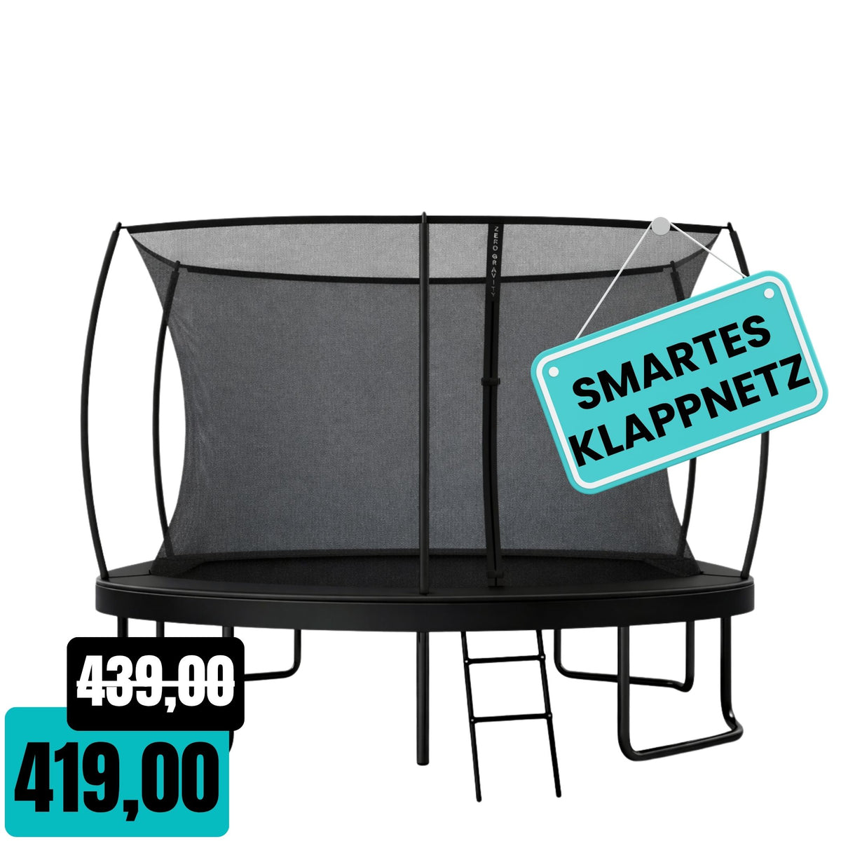 Zero Gravity Trampolin 366x244cm inkl. Leiter &amp; Bodenanker - Nutzer bis 130kg