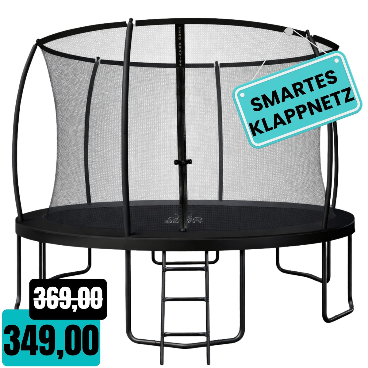Zero Gravity Trampolin Ø 366 cm inkl. Leiter &amp; Bodenanker - Nutzer bis 150kg