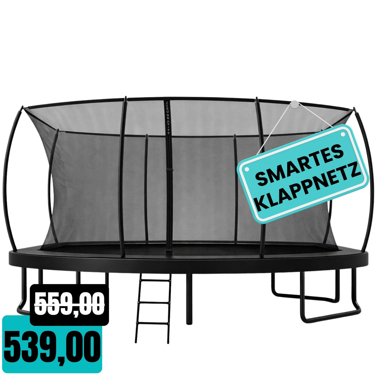 Zero Gravity Trampolin 457x305cm inkl. Leiter &amp; Bodenanker - Nutzer bis 130kg