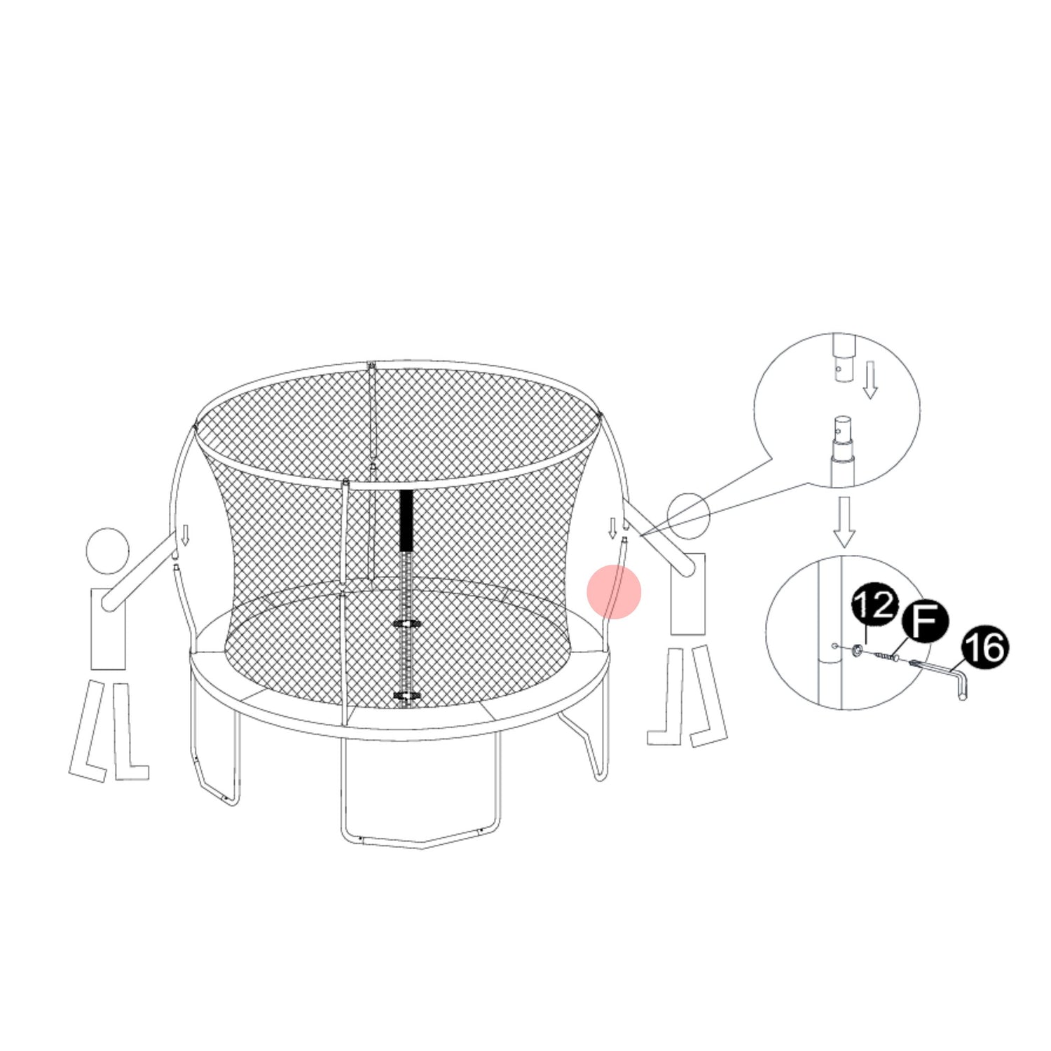 Trampolin Sicherheitsnetzstange unten (Teilenr. B) für 183, 244, 305, 366, 427 cm
