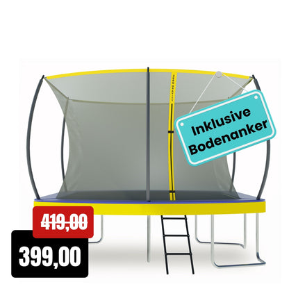 Zero Gravity Trampolin 366x244cm inkl. Leiter &amp; Bodenanker - bis 130kg