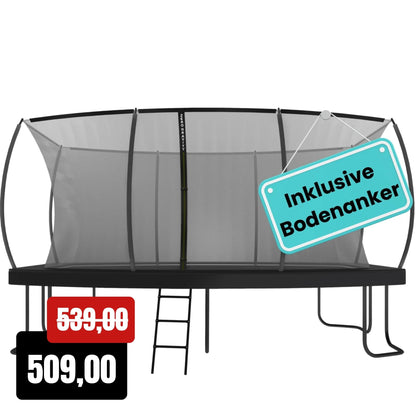 Zero Gravity Trampolin 457x305cm inkl. Leiter &amp; Bodenanker - Nutzer bis 130kg