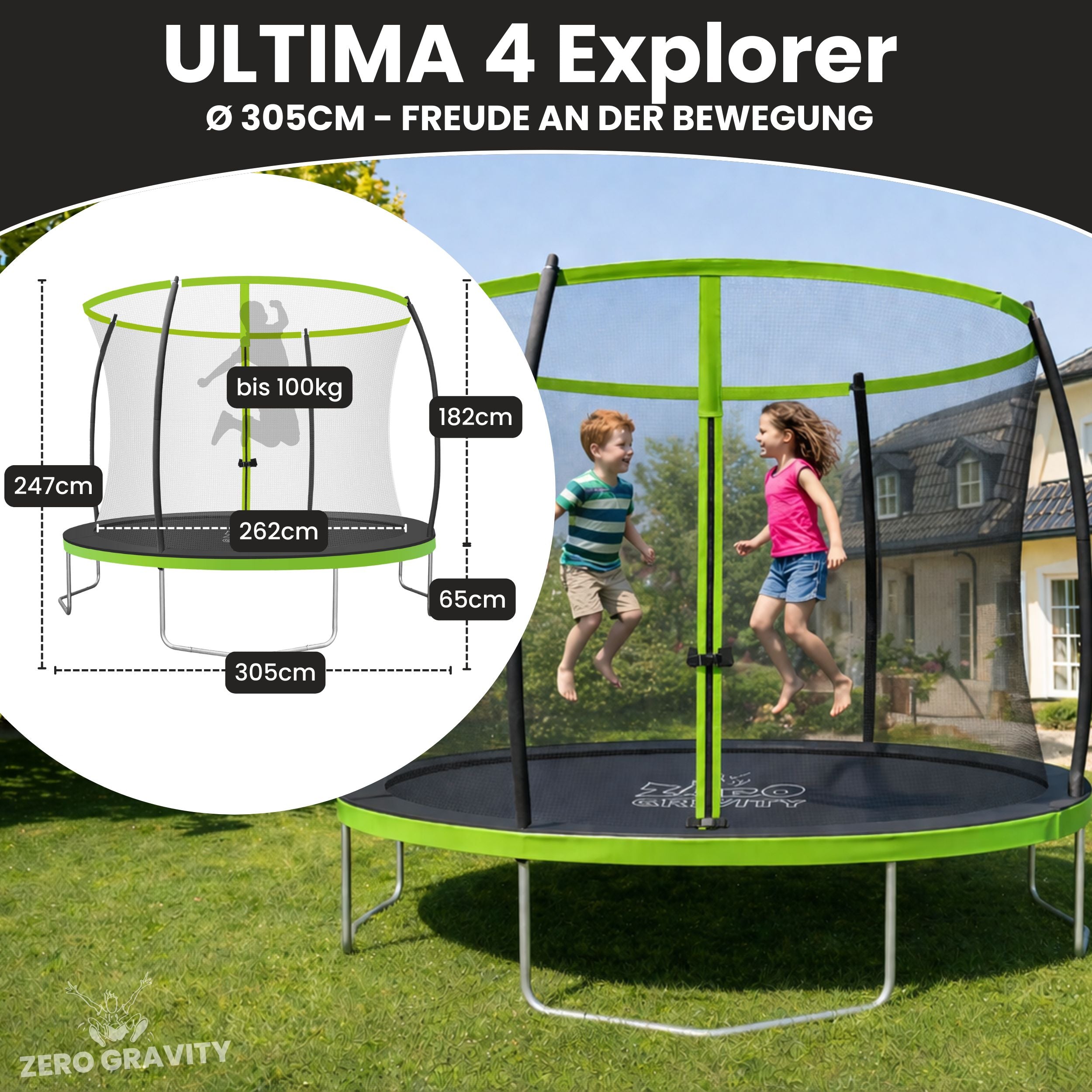 Zero Gravity Trampolin Ø 305 cm - Nutzer bis 100kg