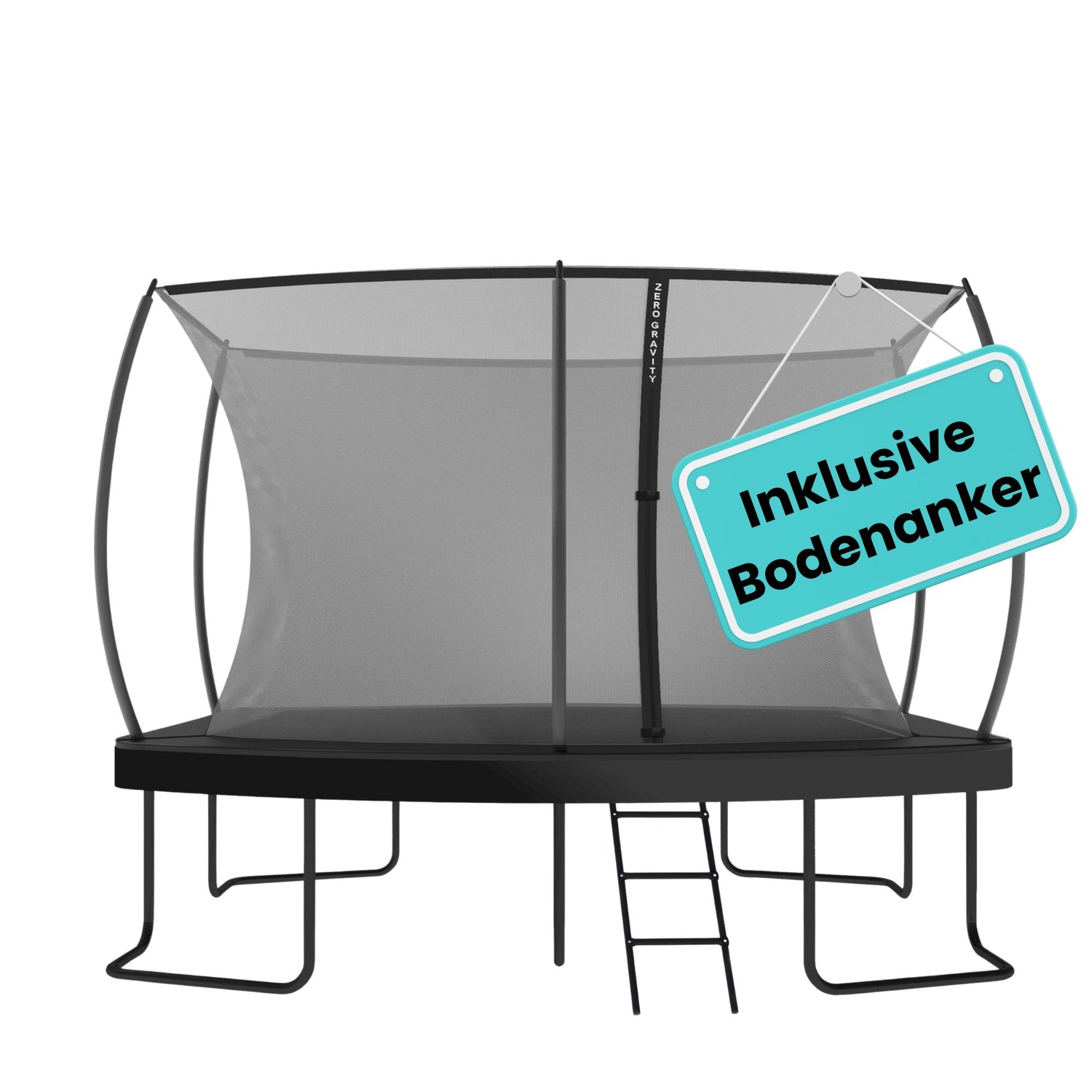 Zero Gravity Trampolin 366x244cm inkl. Leiter &amp; Bodenanker - Nutzer bis 130kg
