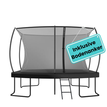 Zero Gravity Trampolin 366x244cm inkl. Leiter &amp; Bodenanker - Nutzer bis 130kg