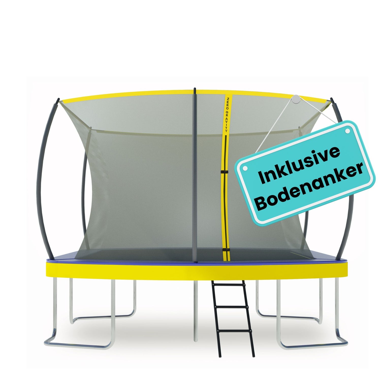 Zero Gravity Trampolin 366x244cm inkl. Leiter &amp; Bodenanker - Nutzer bis 130kg