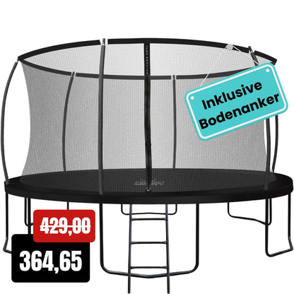 Zero Gravity Trampolin Ø 427 cm inkl. Leiter &amp; Bodenanker-Set - Nutzer bis 150kg