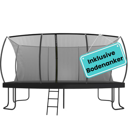 Zero Gravity Trampolin 457x305cm inkl. Leiter &amp; Bodenanker - Nutzer bis 130kg