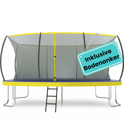 Zero Gravity Trampolin 457x305cm inkl. Leiter &amp; Bodenanker - Nutzer bis 130kg