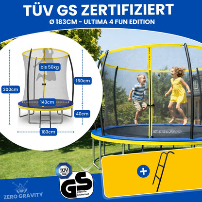 Zero Gravity Trampolin Ø 183 cm inkl. Leiter - Nutzer bis 50kg