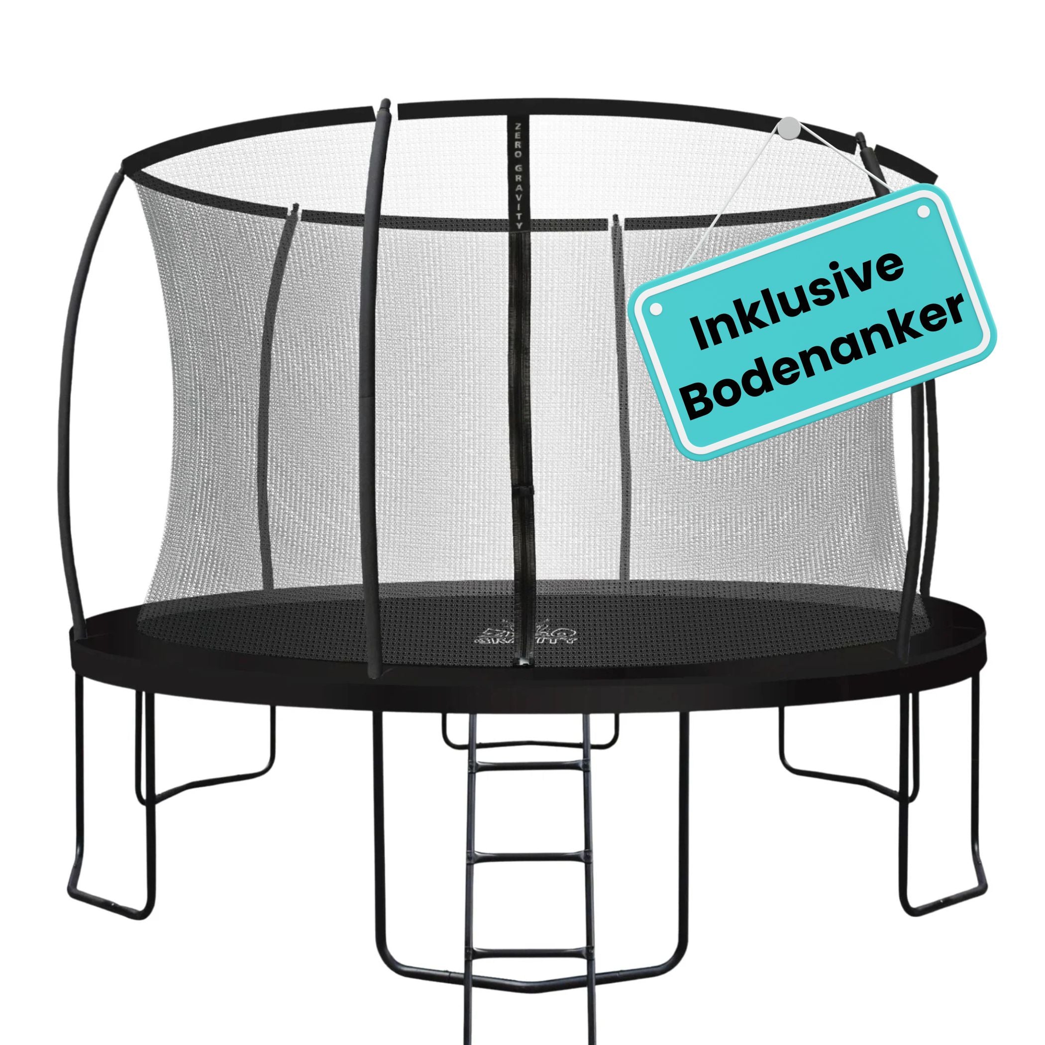 Zero Gravity Trampolin Ø 366 cm inkl. Leiter &amp; Bodenanker - Nutzer bis 150kg