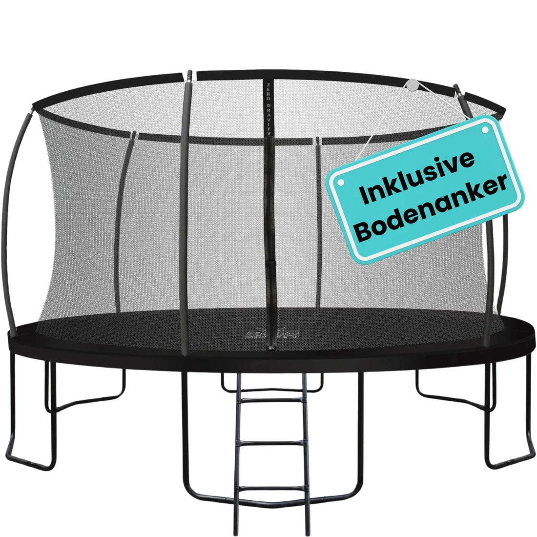 Zero Gravity Trampolin Ø 427 cm inkl. Leiter &amp; Bodenanker - Nutzer bis 150kg