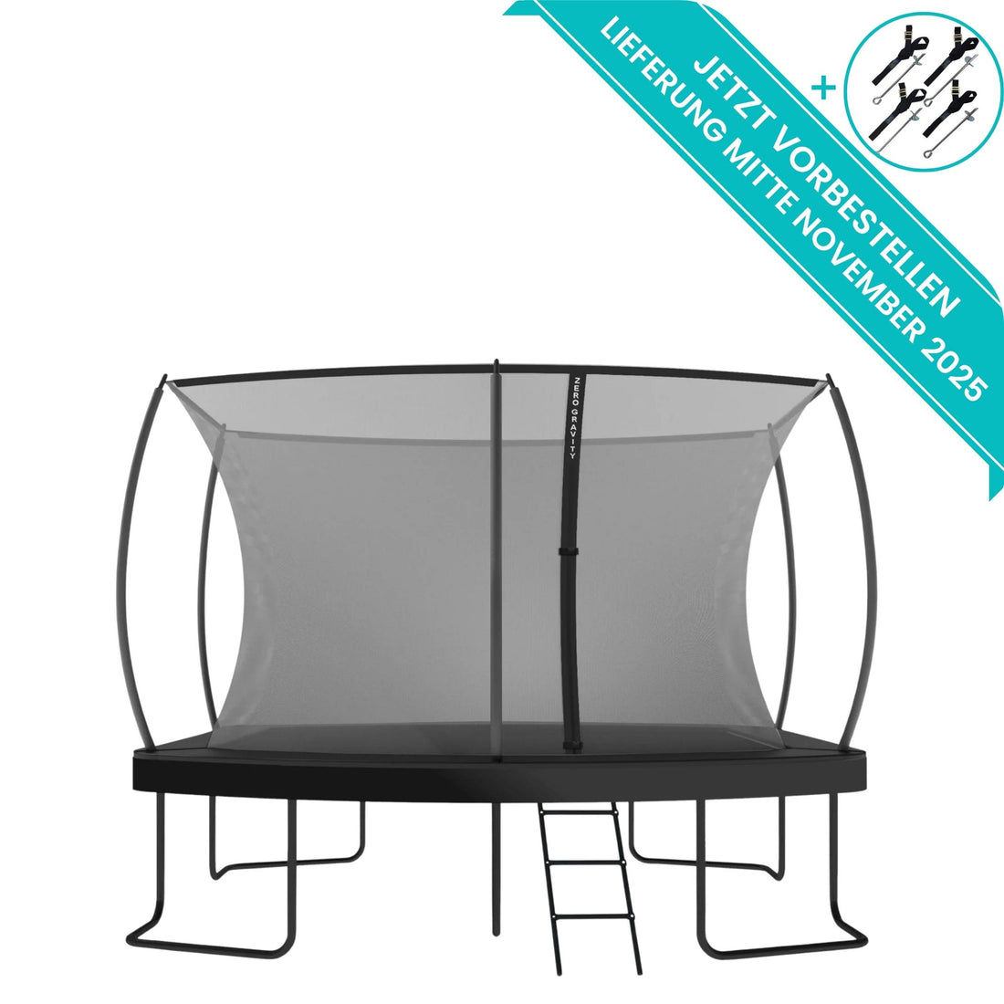 Zero Gravity Trampolin 366x244cm inkl. Leiter & Bodenanker - Nutzer bis 130kg