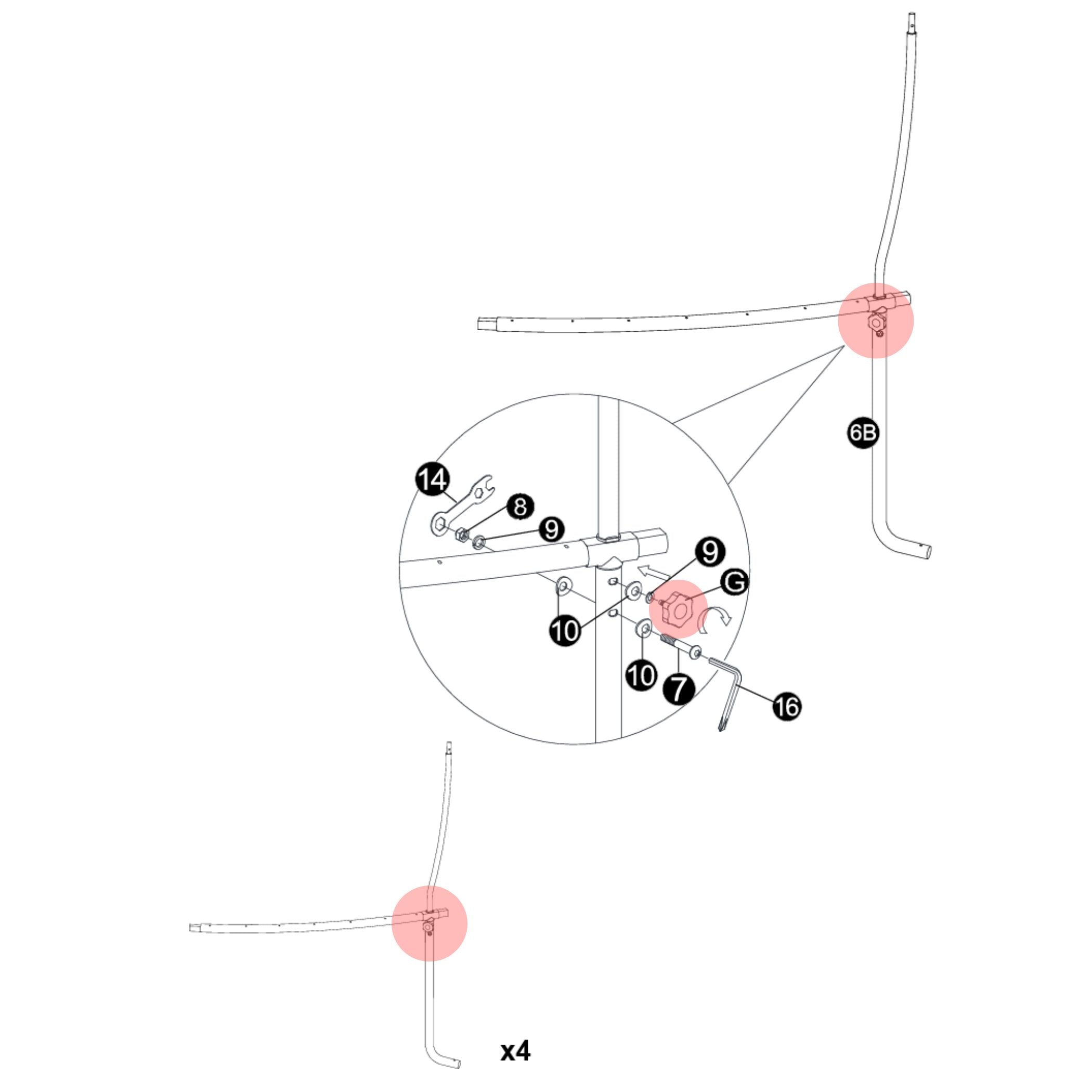 Trampolin Sterngriffschraube (Teilenr. G) 183, 244, 305, 366, 427 cm