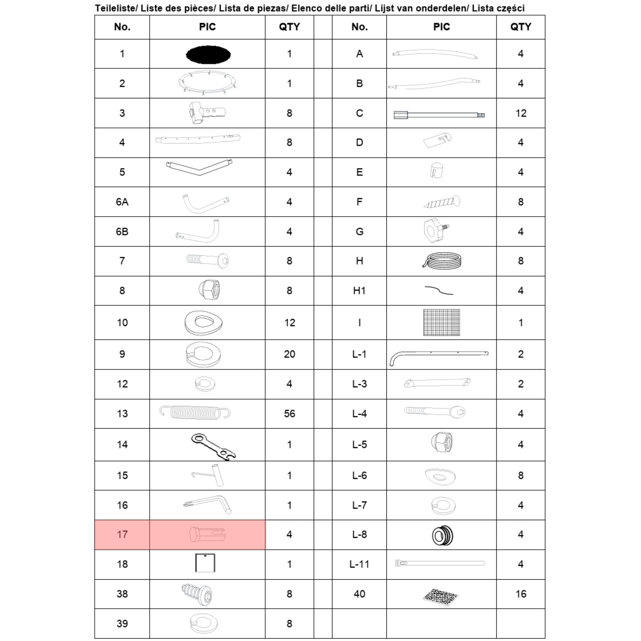 Rahmensicherungsstift (Teilenr. 17)