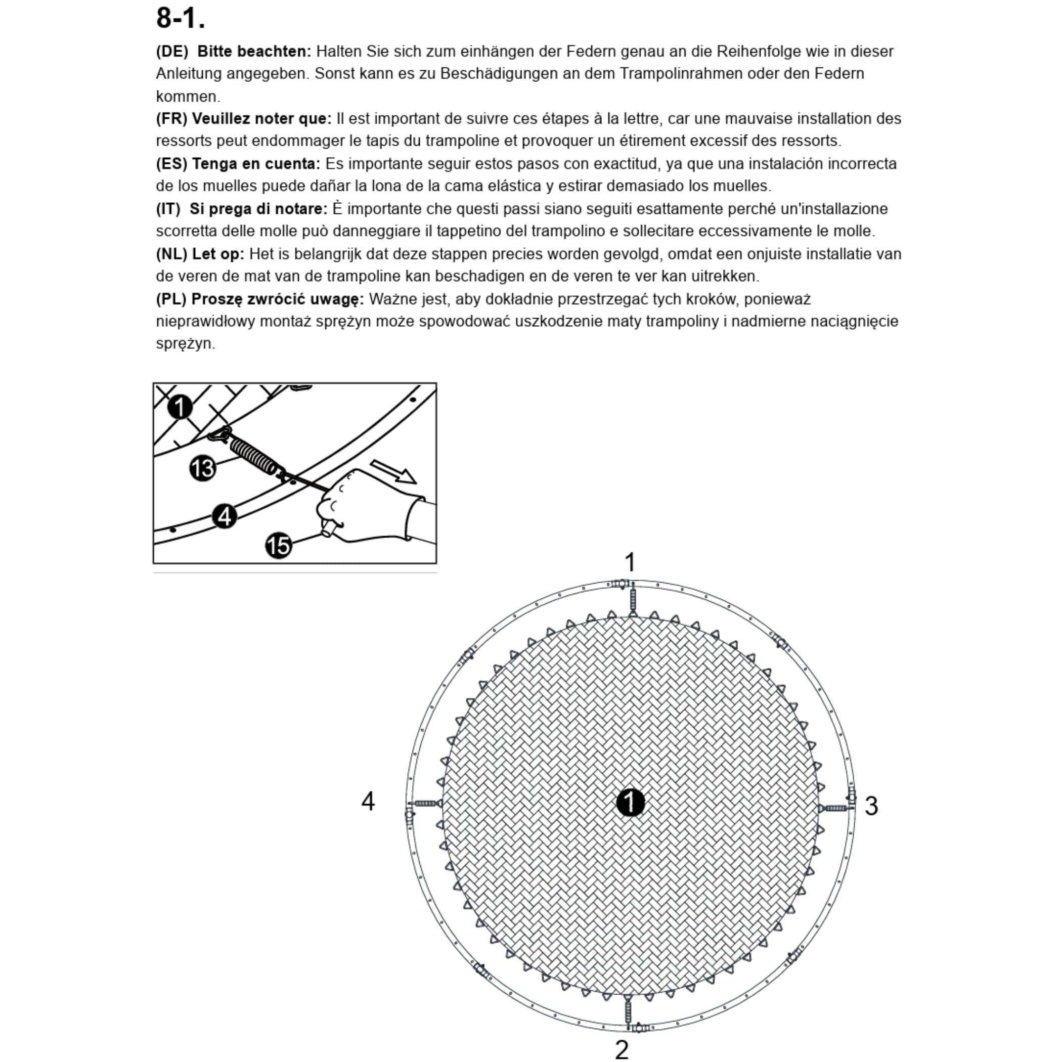 Trampolin Sprungtuch (Teilenr. 1) für 183, 244, 305, 366, 427 cm