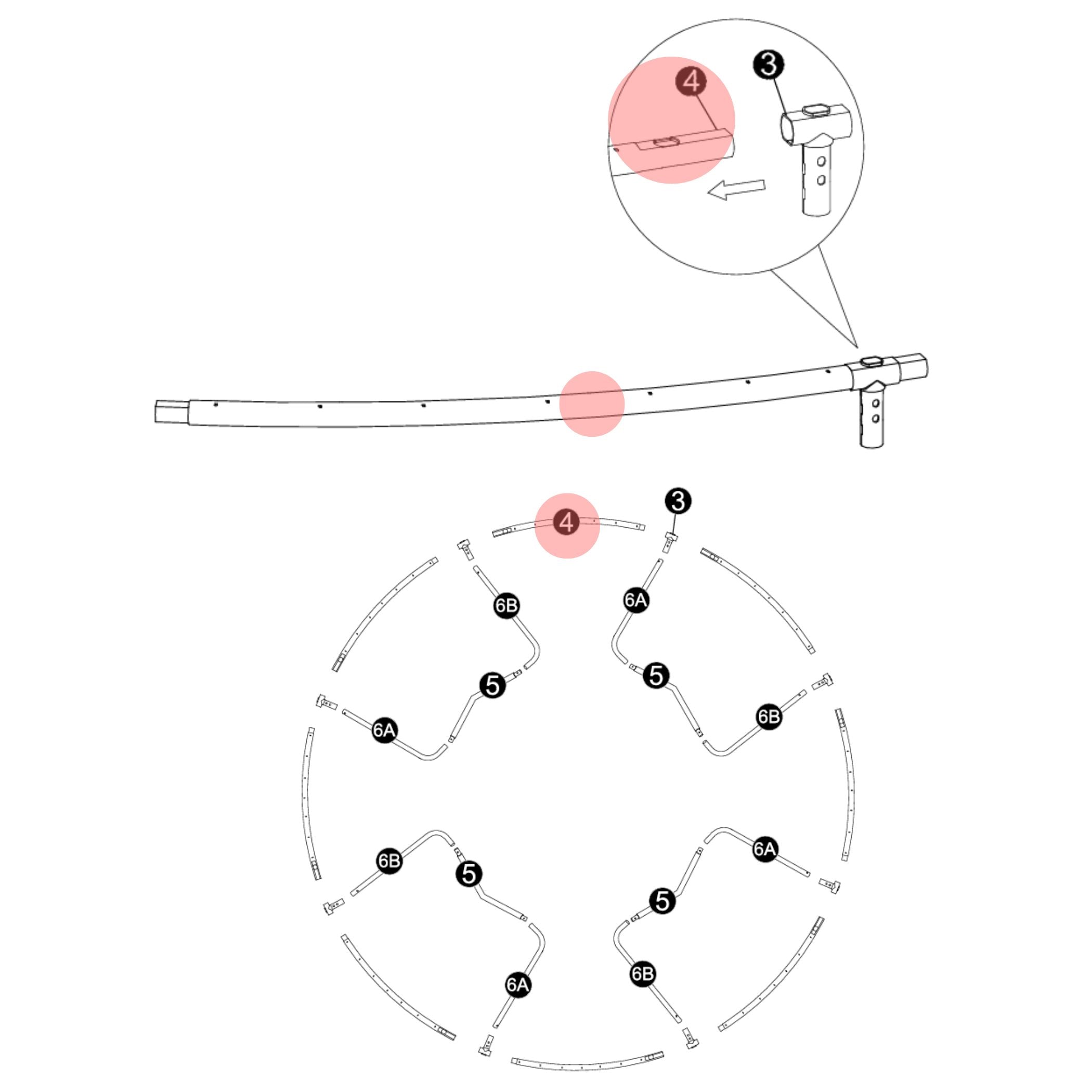 Trampolin Rahmenteil (Teilenr. 4) für 183, 244, 305, 366, 427 cm