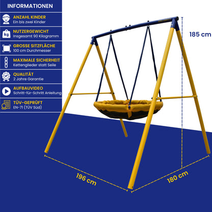 Nestschaukel für 2 Kinder, Max. Belastungsgewicht 90kg