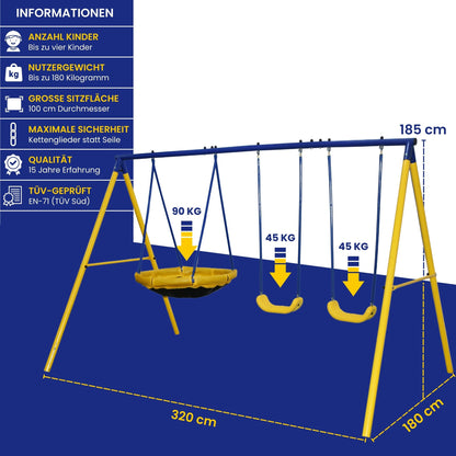 Outdoor Schaukel für 4 Kinder, Max. Belastungsgewicht 180kg
