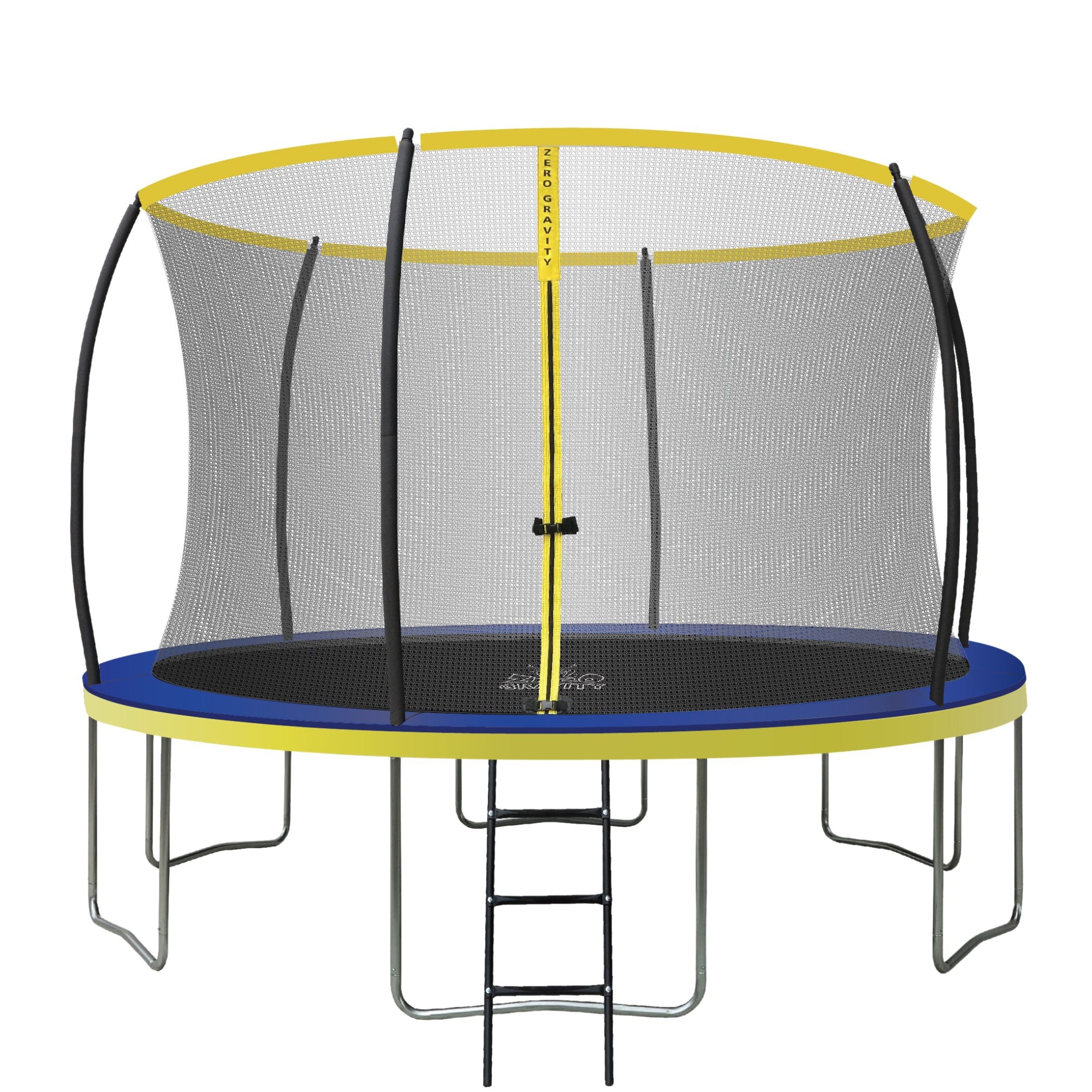 Trampolin (blau-gelb) Ø366cm inkl. Leiter - Nutzer bis 150kg - Ideal für bis zu 3 Kinder