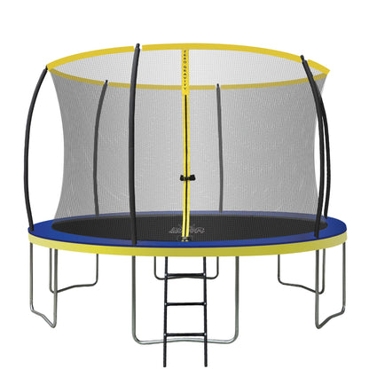 Trampolin (blau-gelb) Ø366cm inkl. Leiter - Nutzer bis 150kg - Ideal für bis zu 3 Kinder