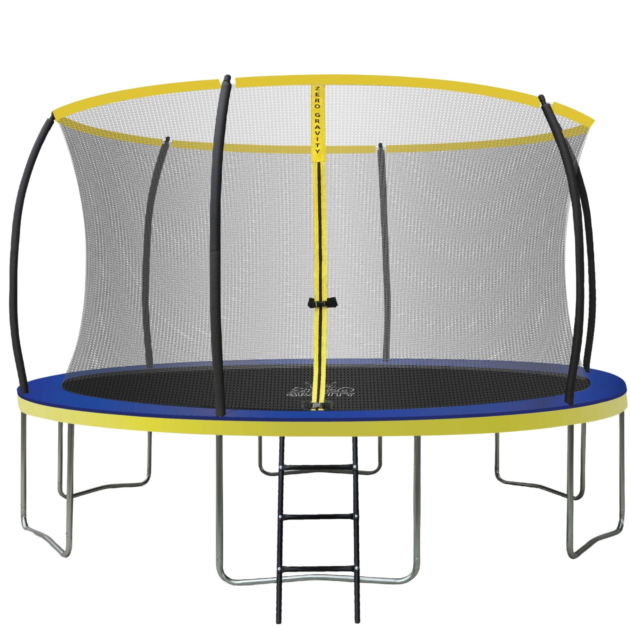 Trampolin (blau-gelb) Ø427cm inkl. Leiter - Nutzer bis 150kg - Ideal für bis zu 4 Kinder
