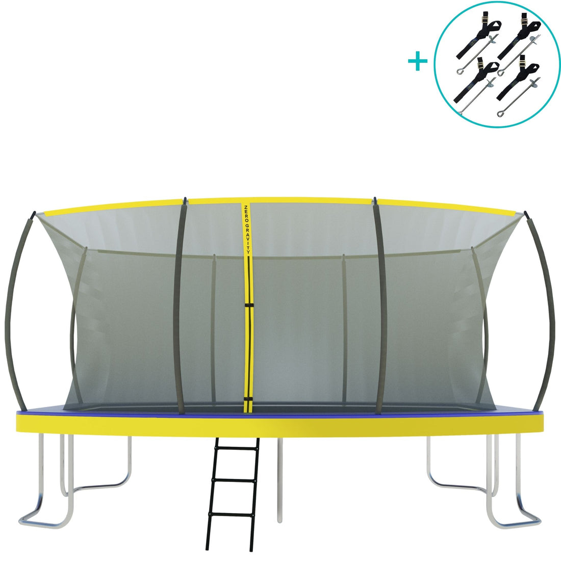 Zero Gravity Trampolin 457x305cm inkl. Leiter &amp; Bodenanker - Nutzer bis 130kg