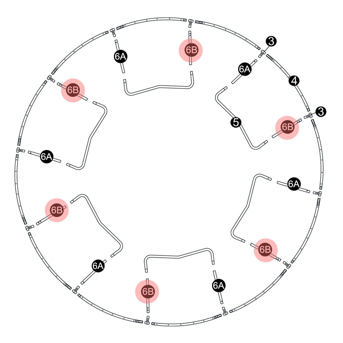 Trampolin Standbein-Verlängerung mit 3 Löchern, (Teilenr. 6B) für 244, 305, 366, 427 cm
