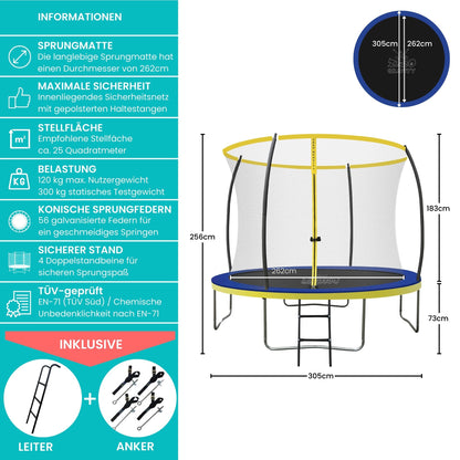 Zero Gravity Trampolin Ø 305 cm inkl. Leiter &amp; Bodenanker - Nutzer bis 120kg - Ultima 4